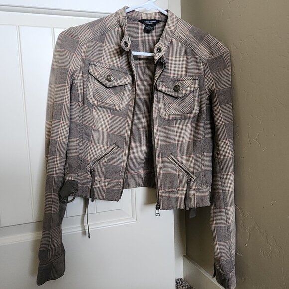Guess Jeans Authentic Plaid Cropped Jacket - Picture 1 of 5